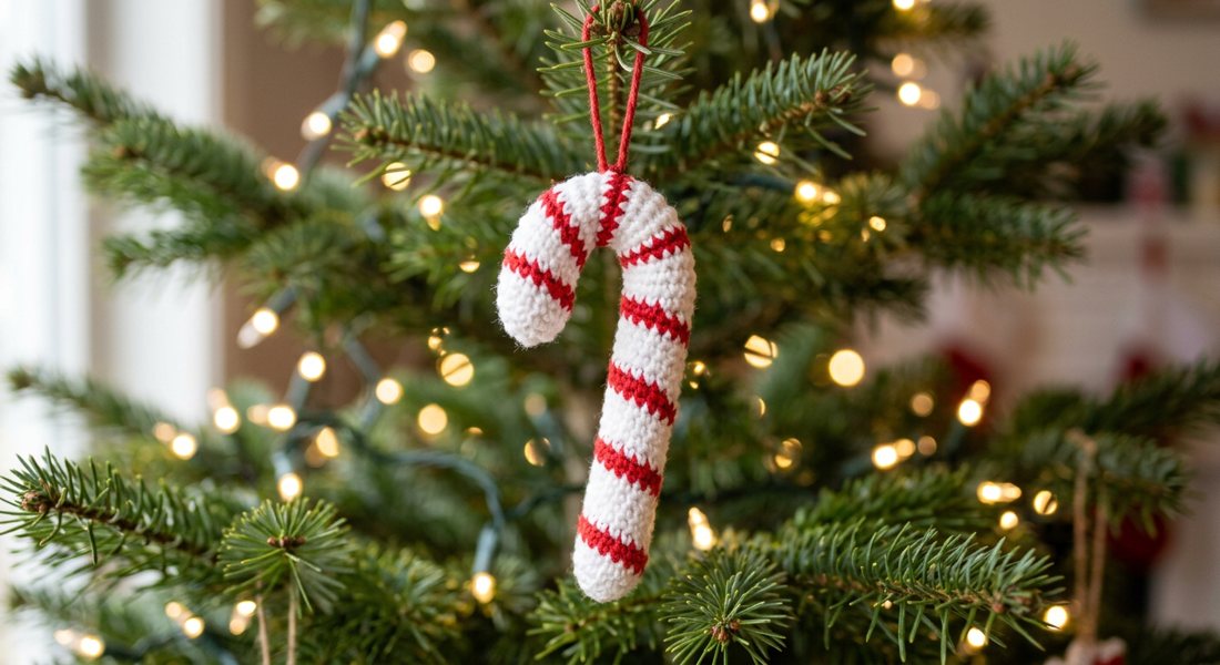 Crochet Candy Cane Ornament: Simple Free Pattern