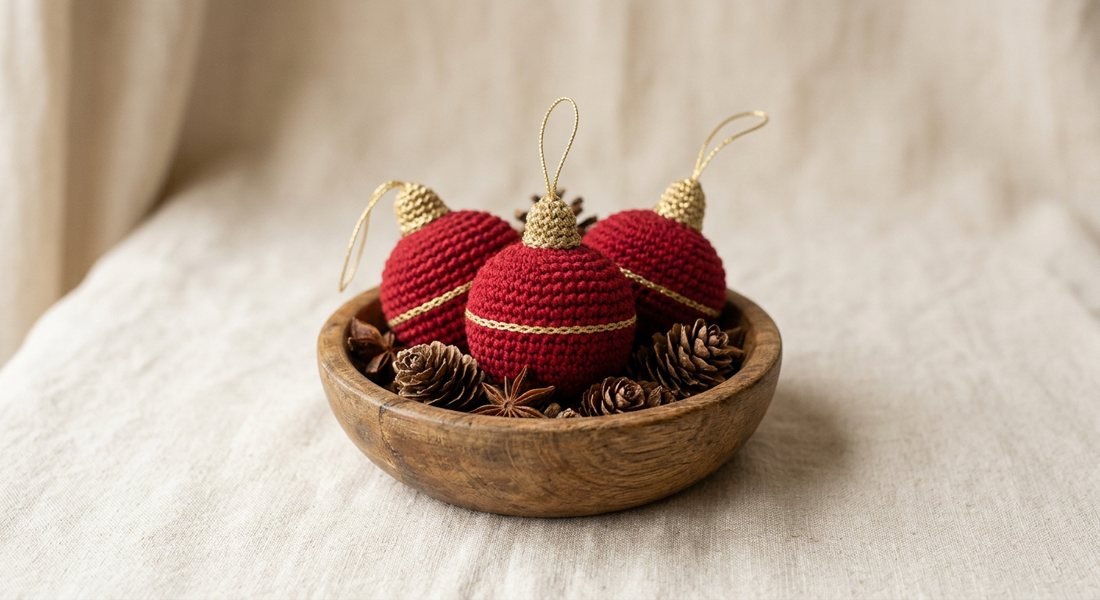 Christmas Bauble crochet amigurumi close up