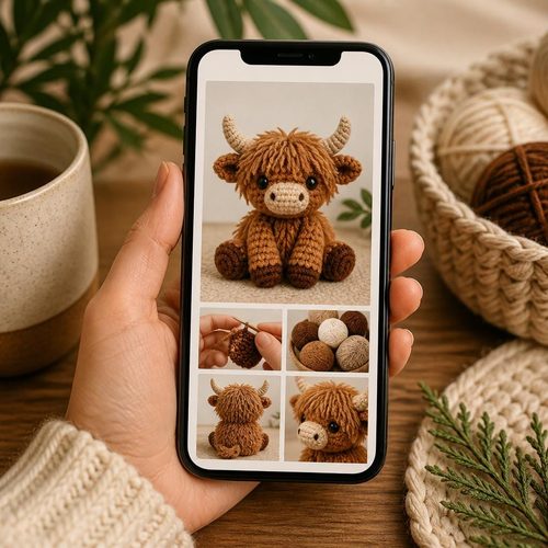 Patron au crochet vache Highland, vue 3