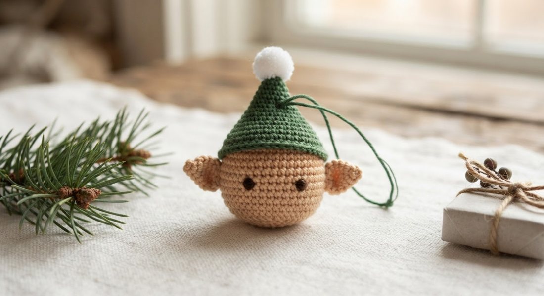 Elf Ornament crochet amigurumi close up