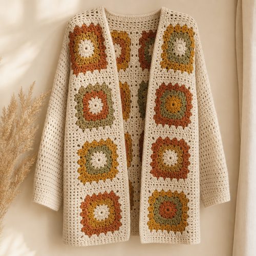 Patron de gilet granny square rétro