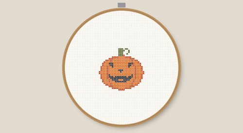 Small Halloween Cross Stitch Pattern, Free Printable PDF view 1