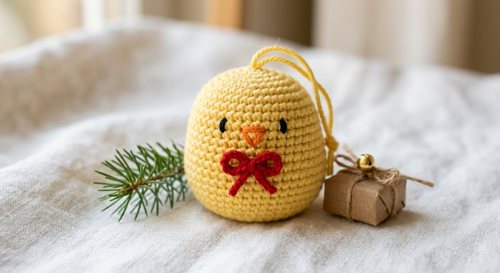 Crochet Chick Pattern Free PDF: Christmas Chick, A4 + Letter view 2
