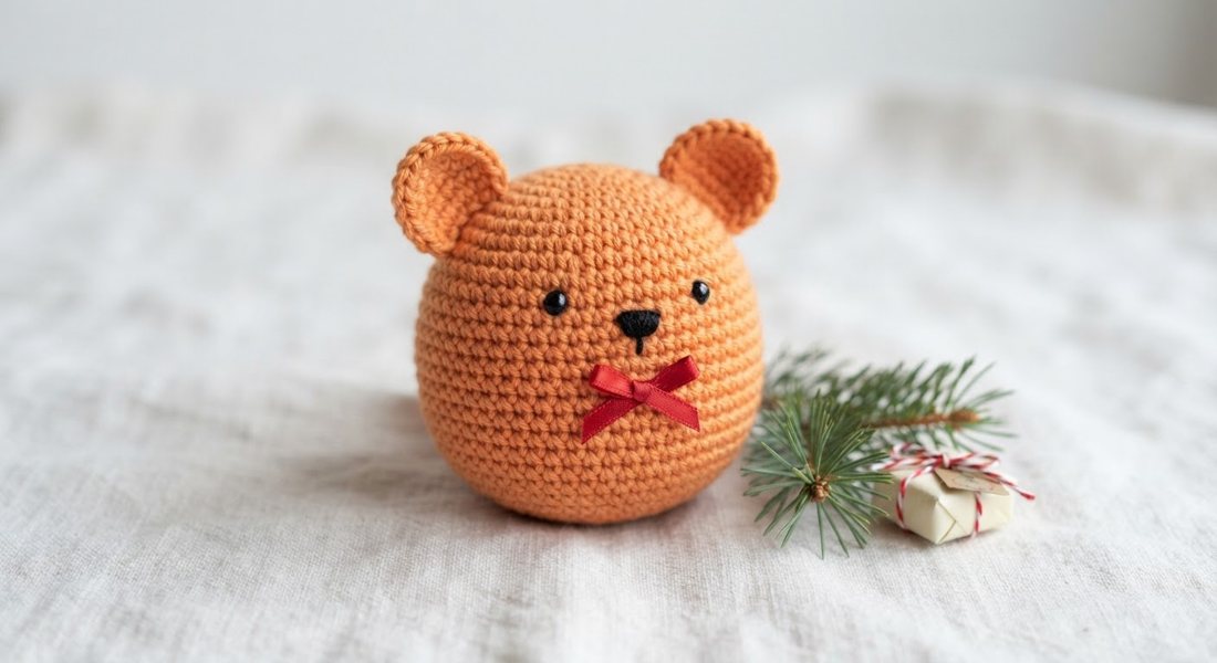 Little Christmas Fox crochet amigurumi close up