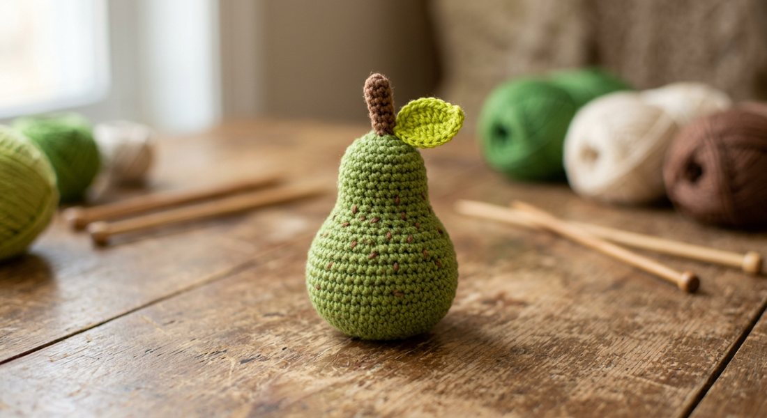 Little Pear crochet amigurumi close up