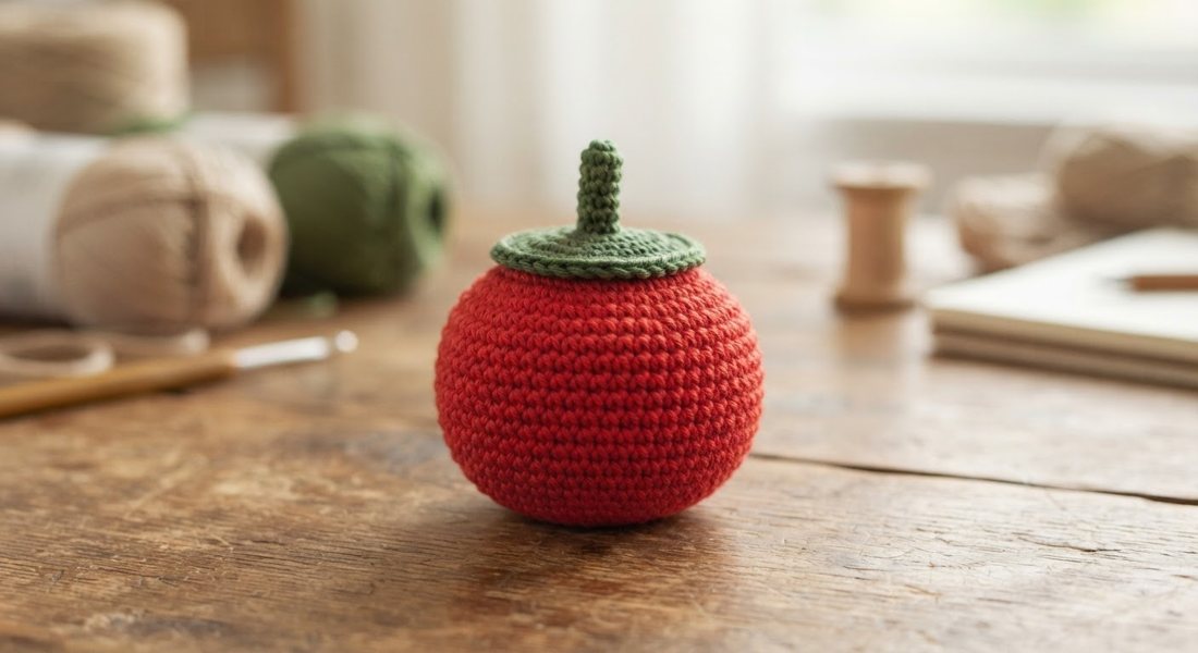 Little Tomato crochet amigurumi close up