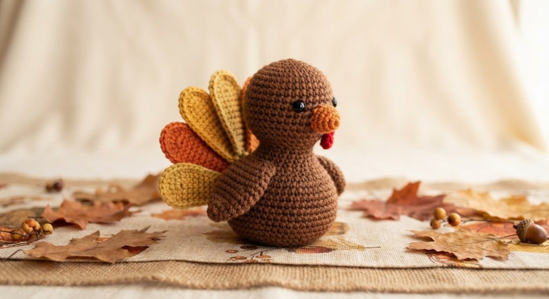 Little Turkey crochet amigurumi close up