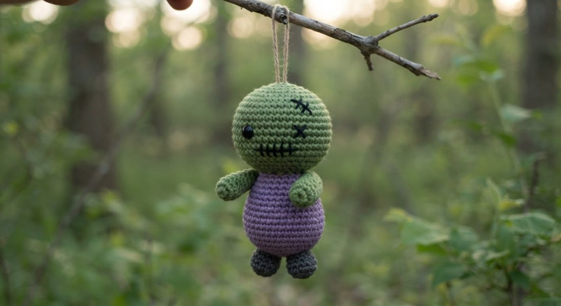 Little Zombie crochet amigurumi close up