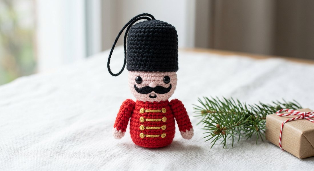 Mini Nutcracker crochet amigurumi close up