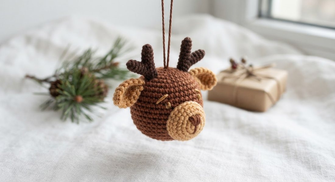 Mini Reindeer crochet amigurumi close up