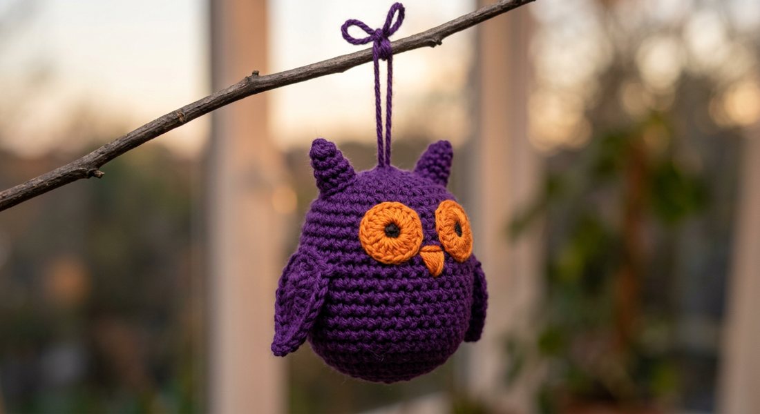 Owl Ornament crochet amigurumi close up
