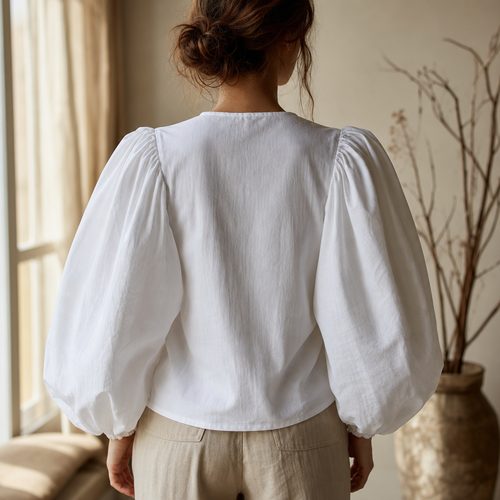Patrón de costura de blusa vintage con mangas abullonadas, vista 3