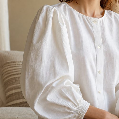 Patrón de costura de blusa vintage con mangas abullonadas, vista 5