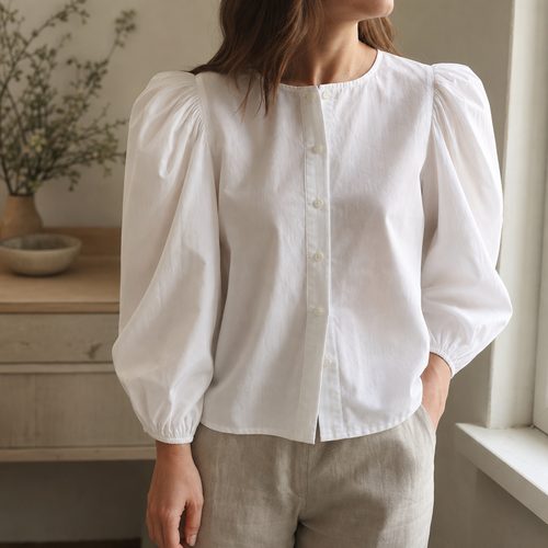 Patrón de costura de blusa vintage con mangas abullonadas, vista 6