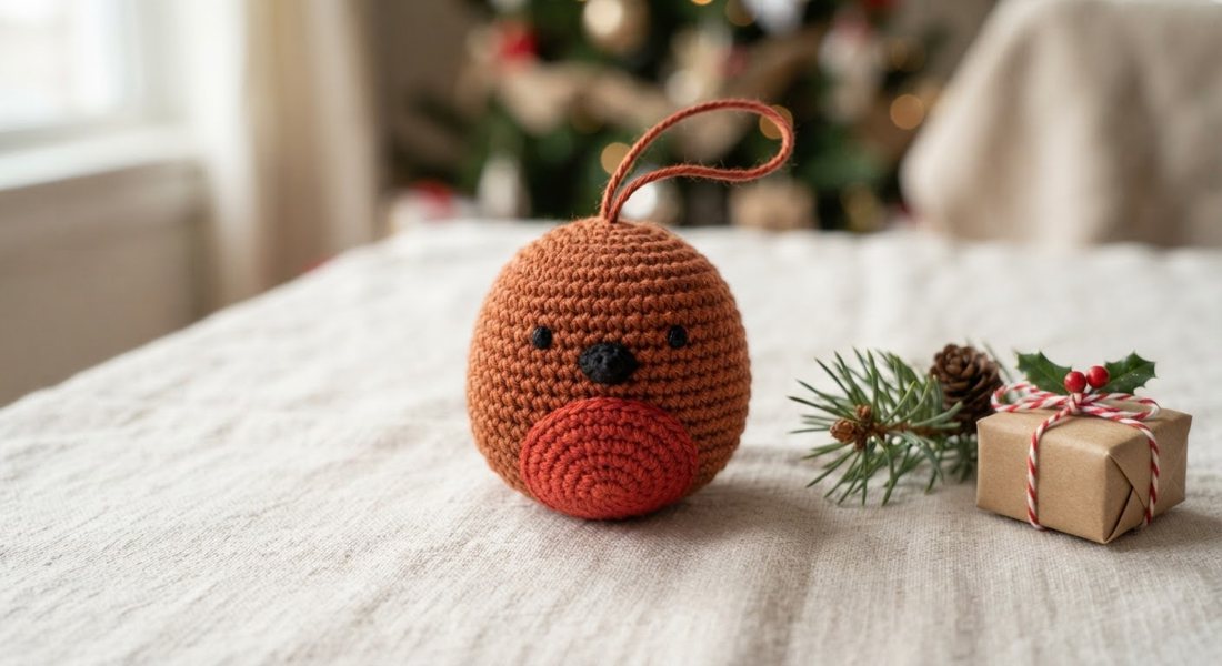Robin Ornament crochet amigurumi close up
