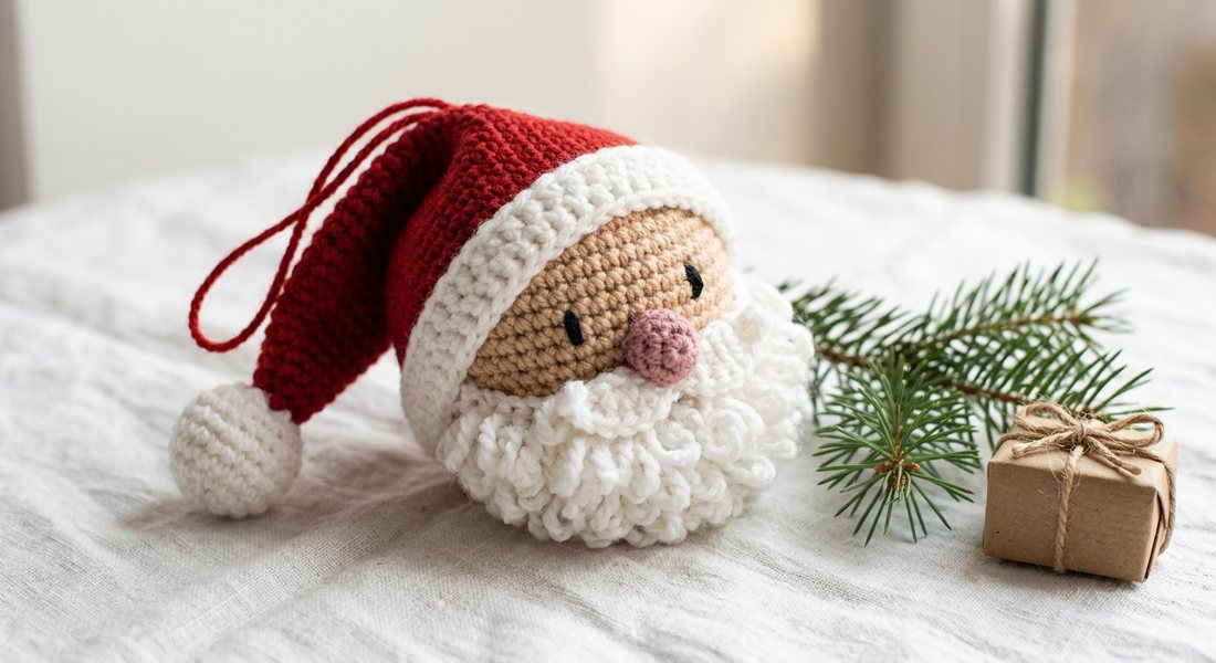 Santa Ornament crochet amigurumi close up