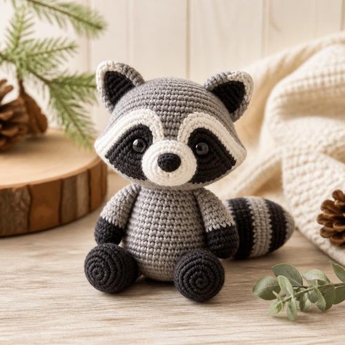Patron au crochet raton laveur des bois