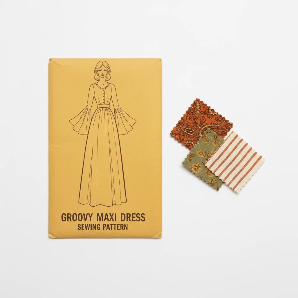 How to Sew a Vintage 70s Bell Sleeve Maxi Dress