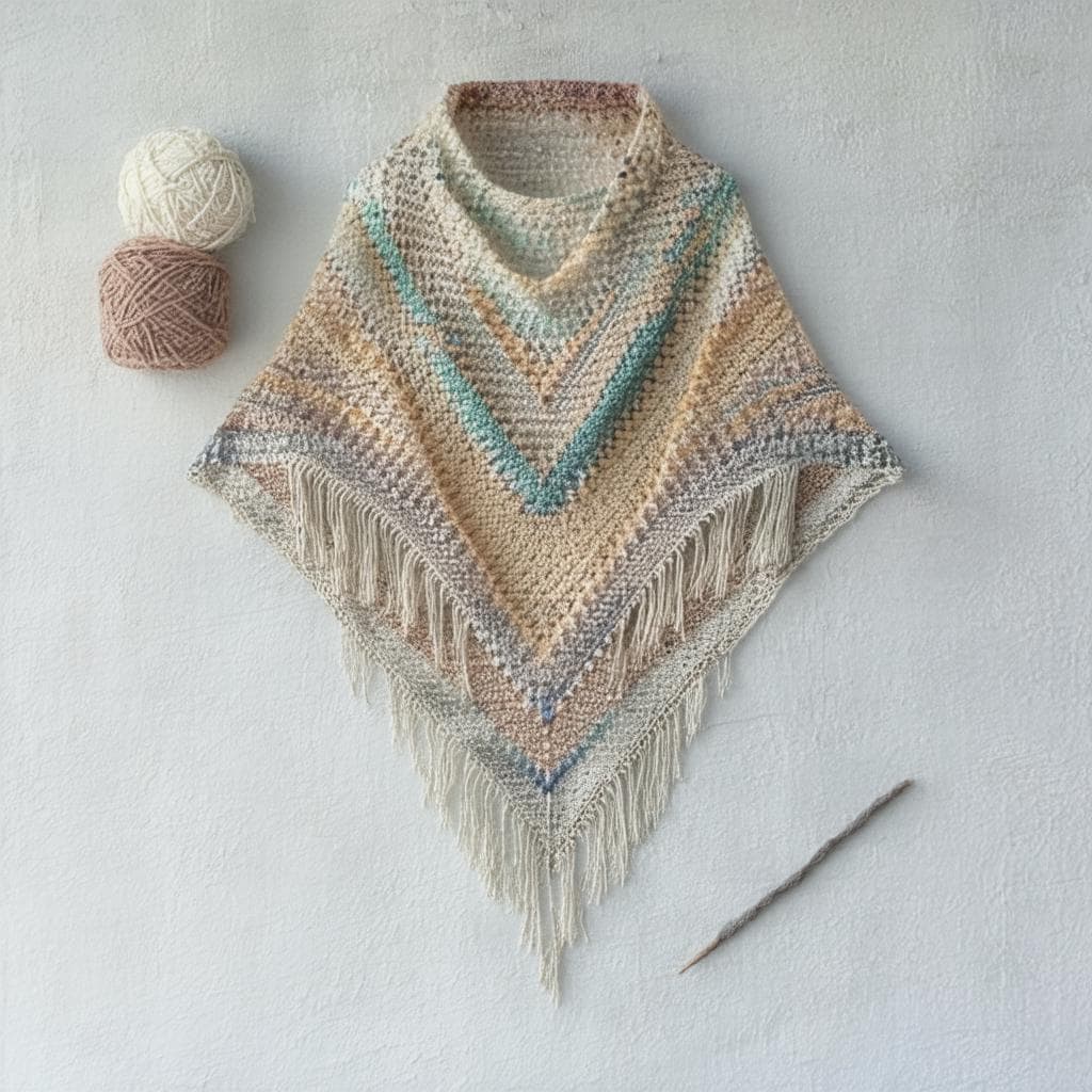 How to Crochet a Boho Triangle Shawl with Fringe
