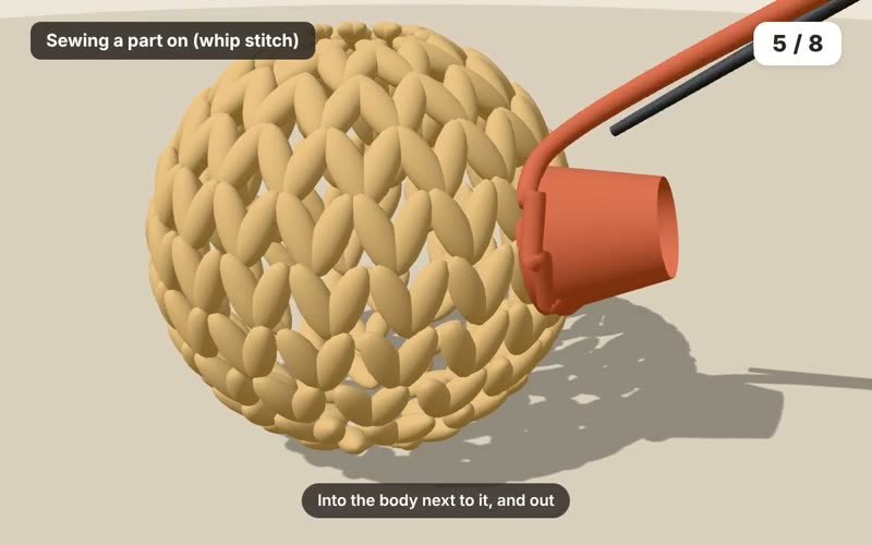 Sewing a part on (whip stitch): 3D crochet lesson
