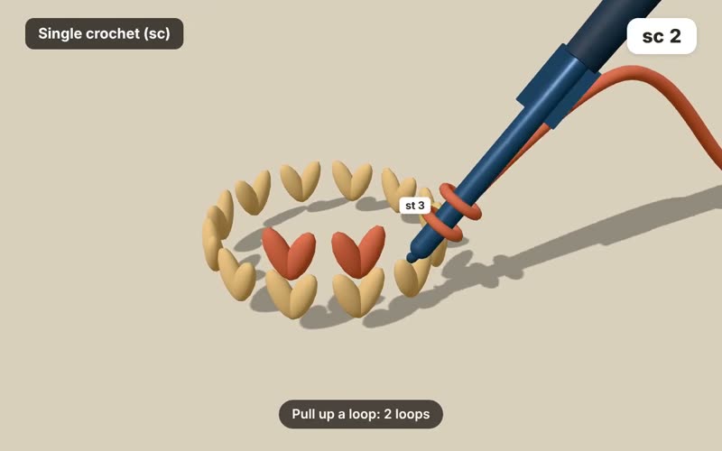 Single crochet (sc): 3D crochet lesson