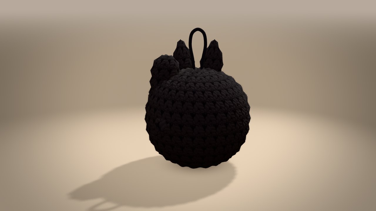 Black Cat Ornament in 3D: from the back