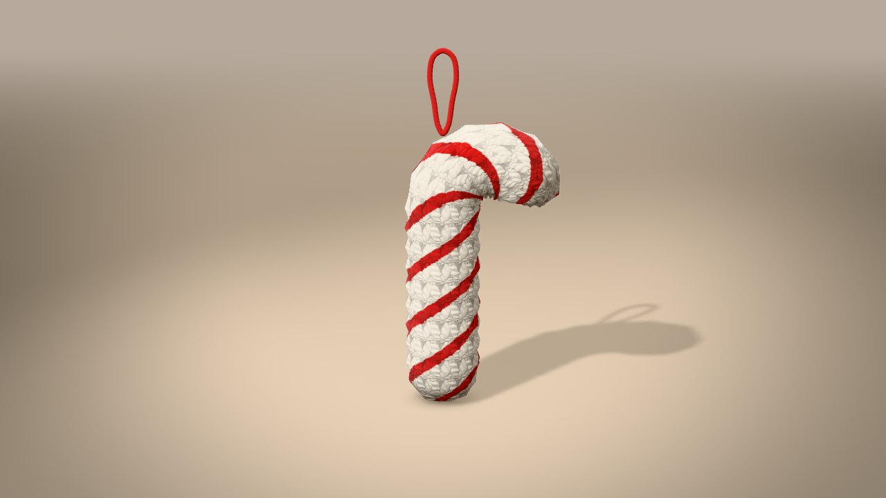 Candy Cane Ornament in 3D