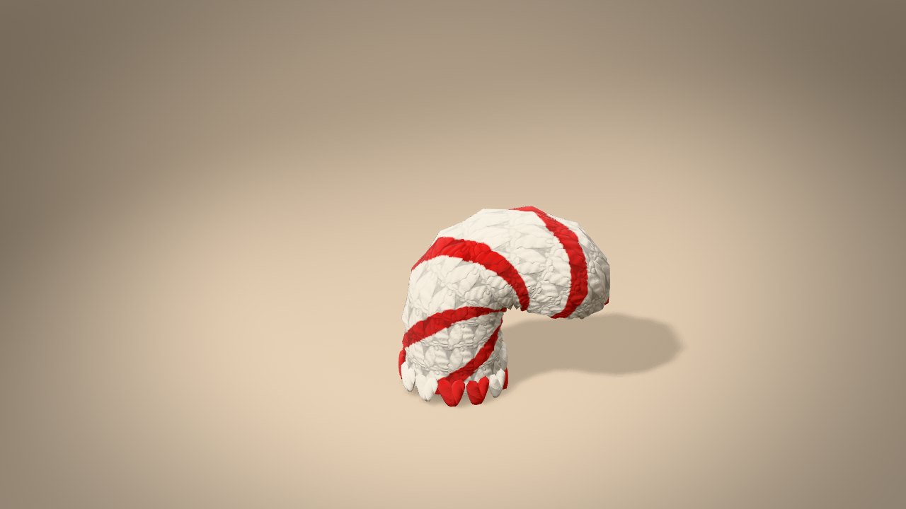 Candy Cane Ornament in 3D: halfway