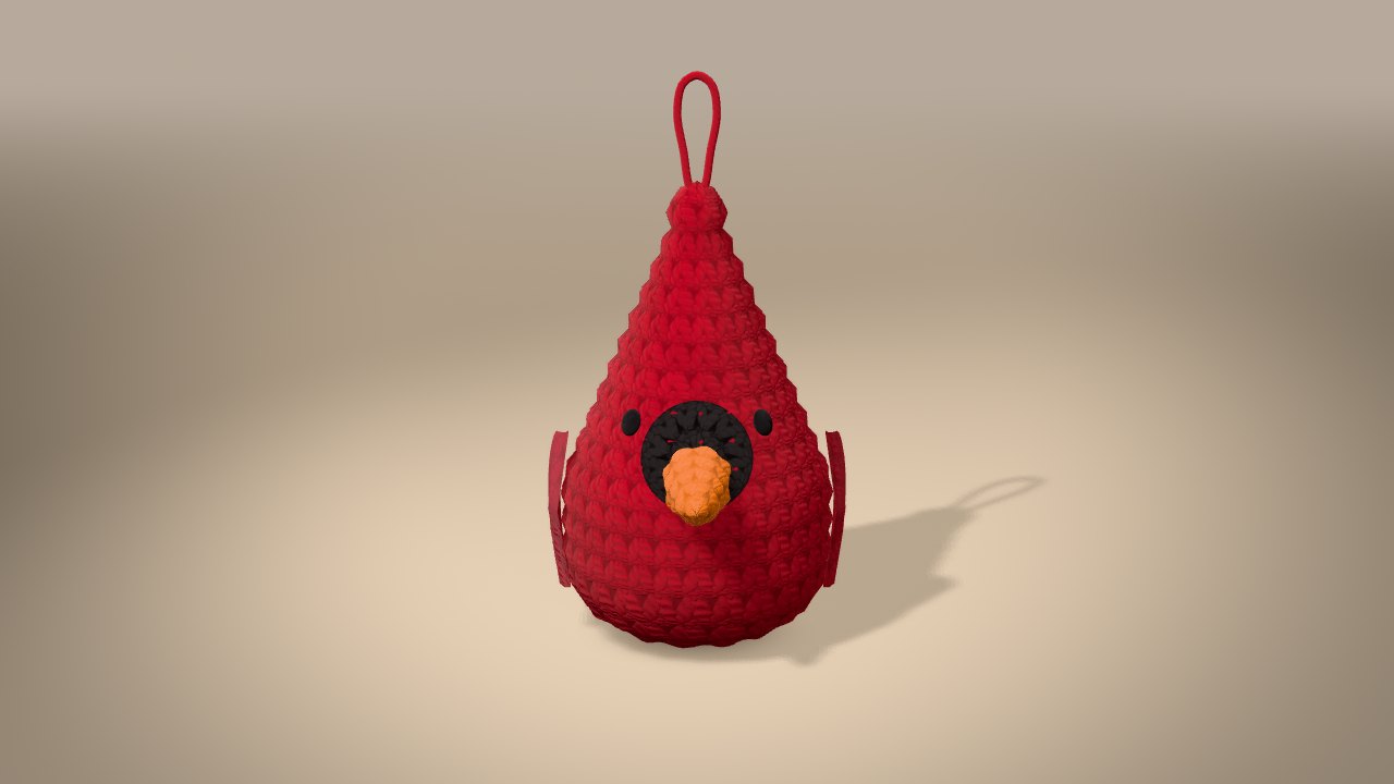 Cardinal Ornament in 3D: finished