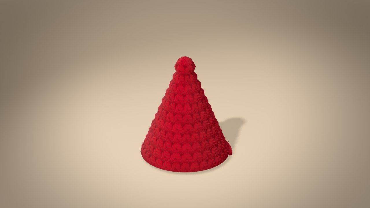 Cardinal Ornament in 3D: halfway