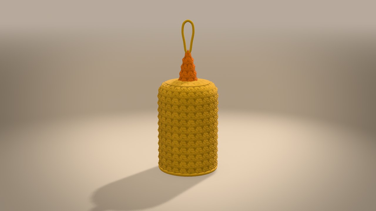 Christmas Candle Ornament in 3D: from the back
