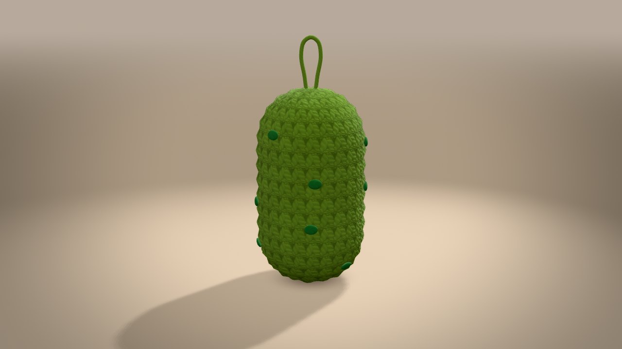 Christmas Pickle Ornament in 3D: from the back