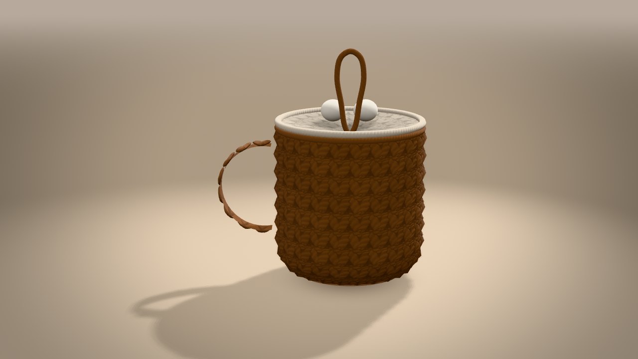 Cocoa Mug Ornament in 3D: from the back