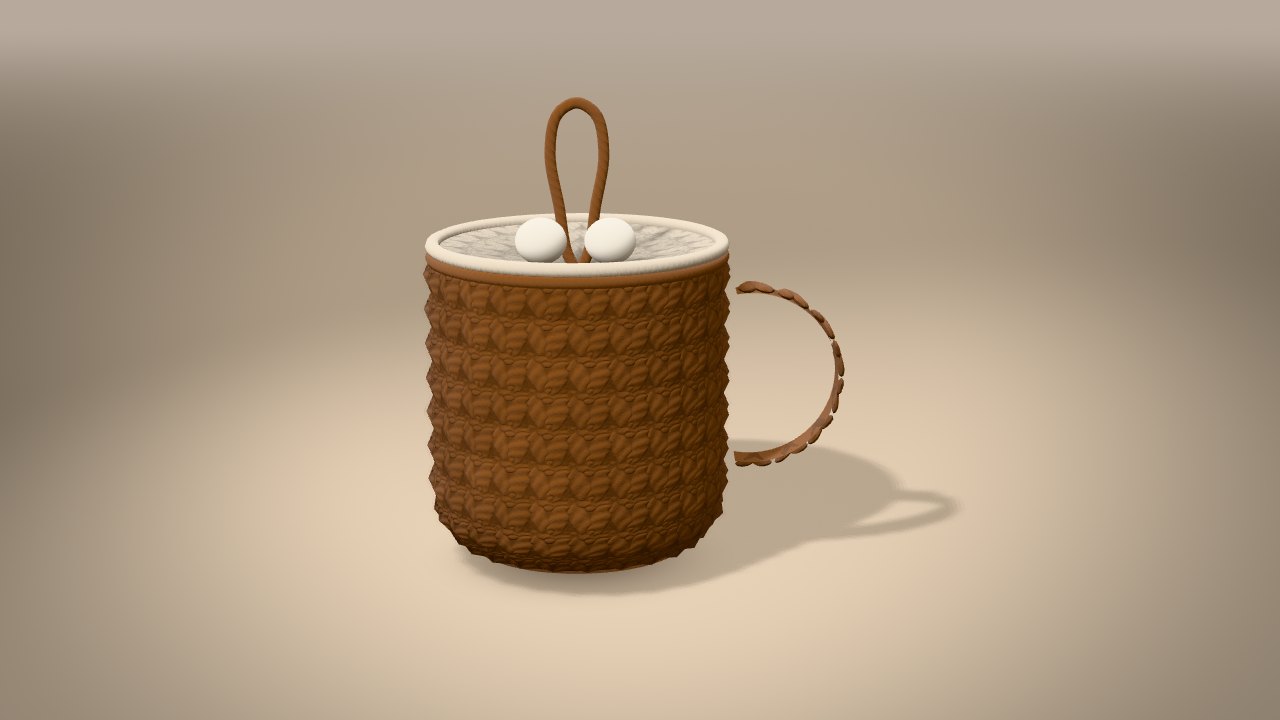 Cocoa Mug Ornament in 3D: finished