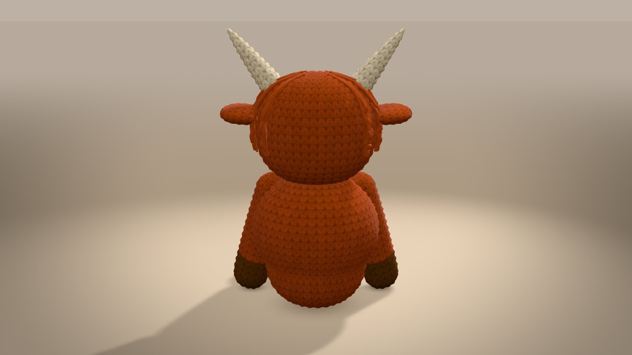 Highland Cow Crochet Pattern in 3D: from the back