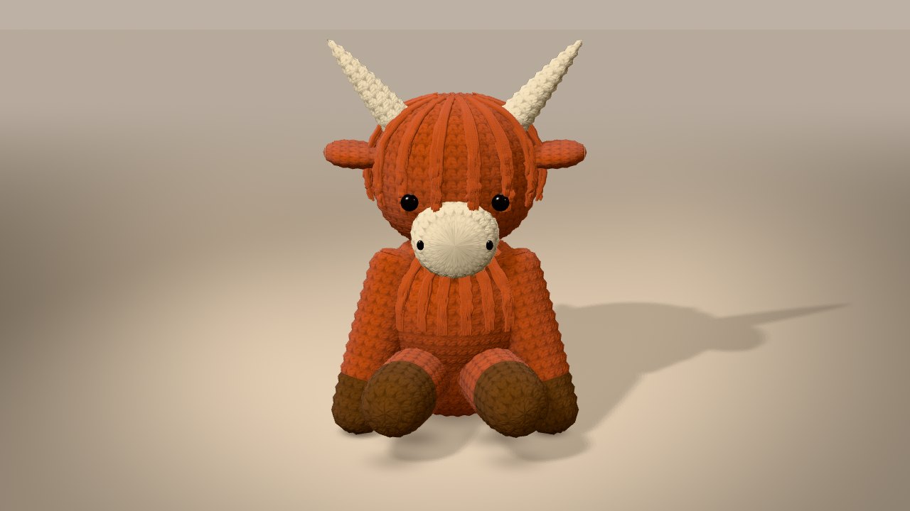 Highland Cow Crochet Pattern in 3D: finished