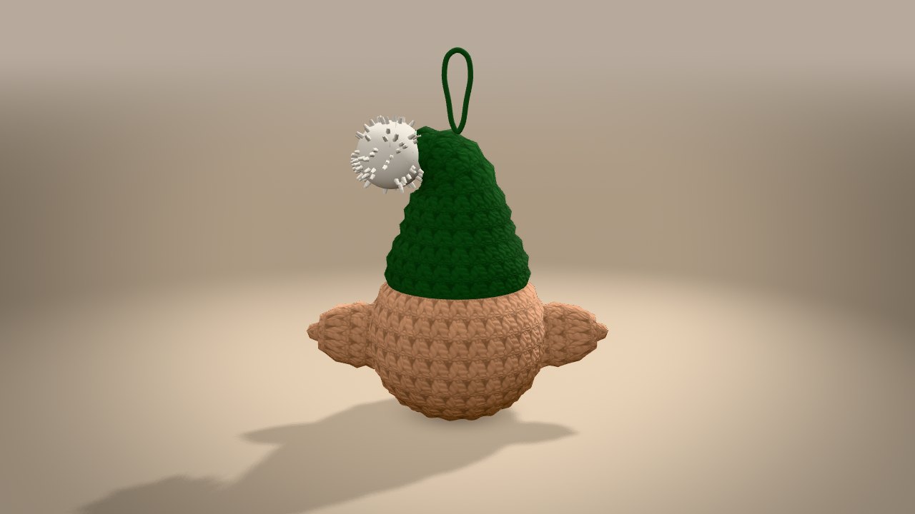 Elf Ornament in 3D: from the back