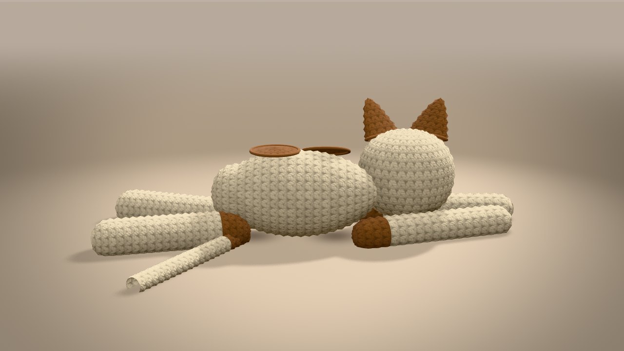 Floppy Cat Crochet Pattern in 3D: from the back