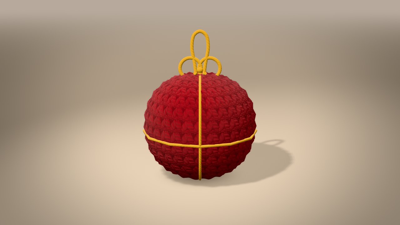 Gift Ball Ornament in 3D: finished
