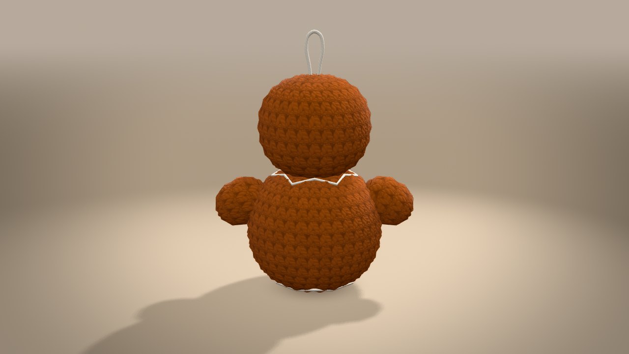 Gingerbread Man Ornament in 3D: from the back