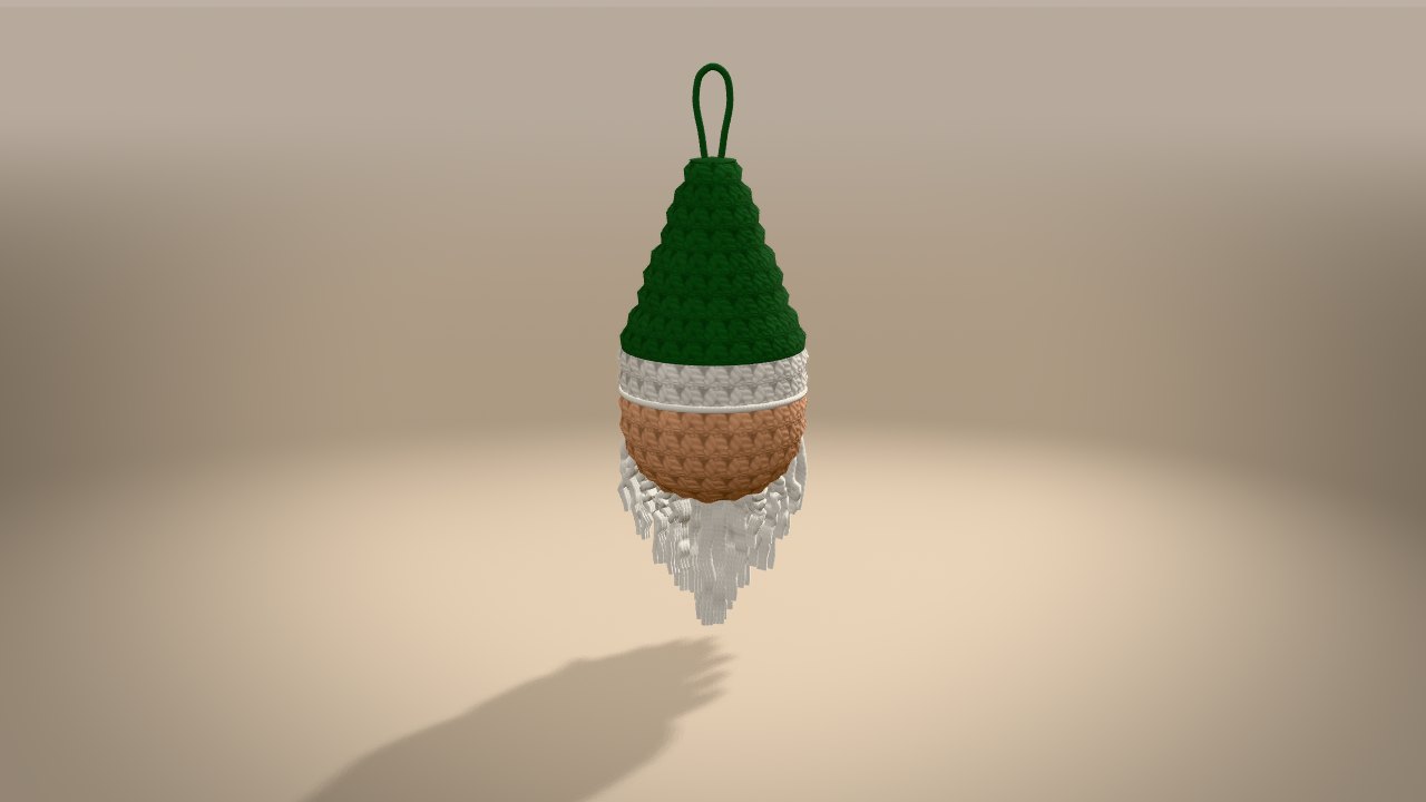 Gnome Ornament in 3D: from the back