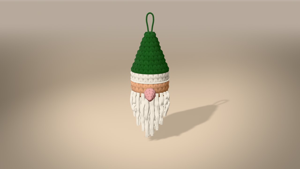 Gnome Ornament in 3D: finished