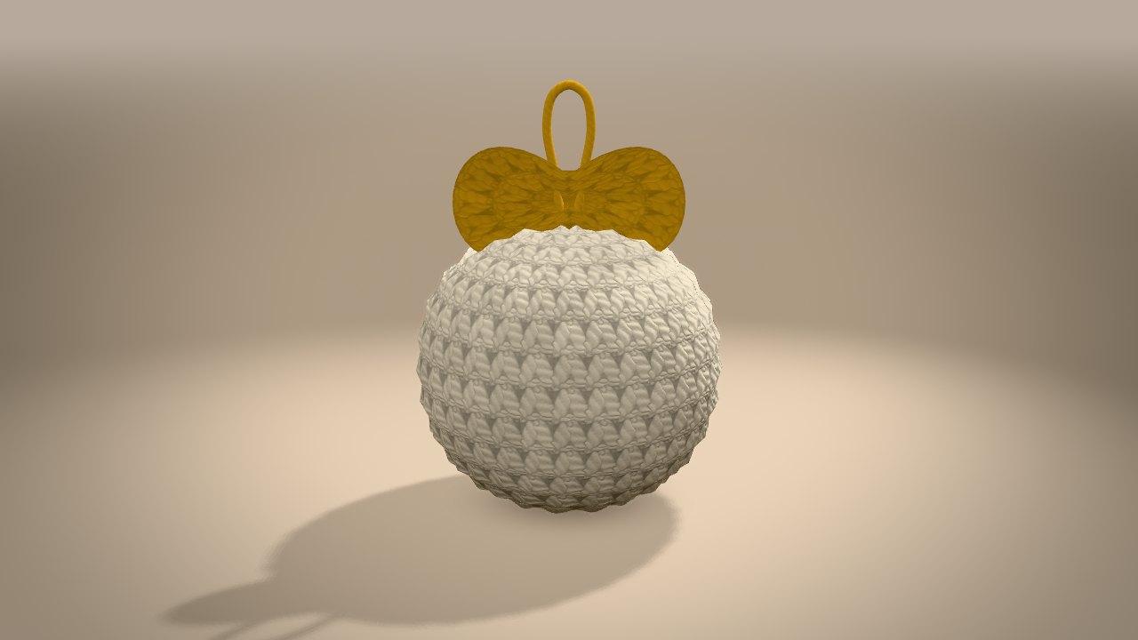 Gold Bow Bauble in 3D: from the back