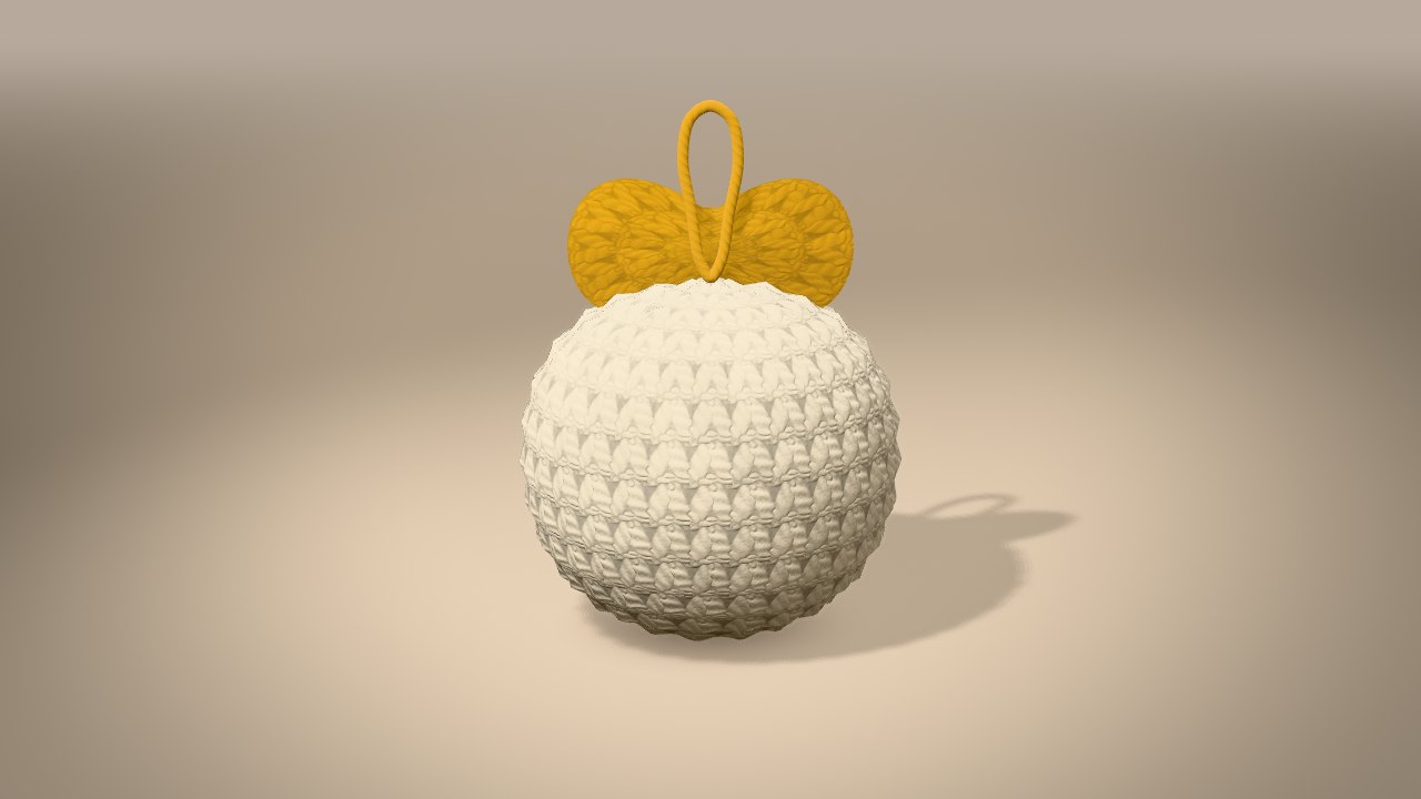 Gold Bow Bauble in 3D: finished