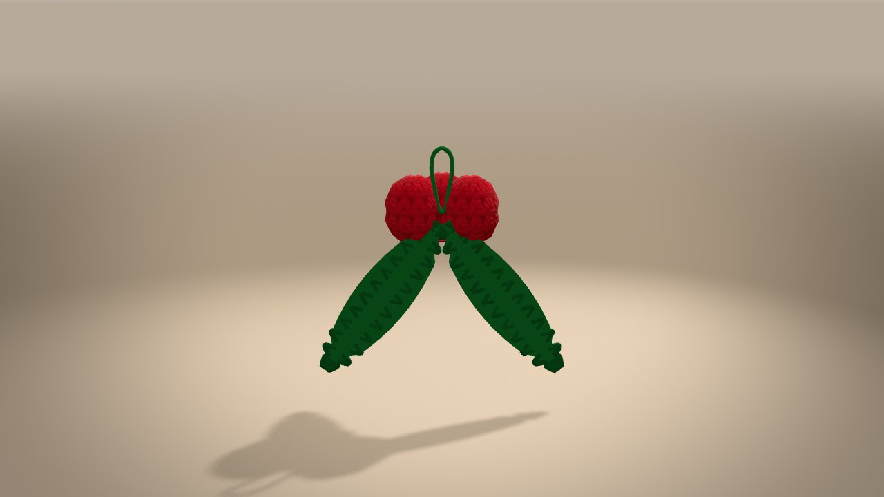 Holly Sprig Ornament in 3D: from the back