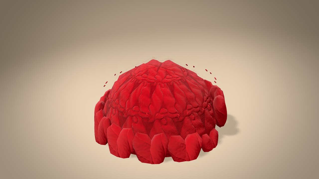 Holly Sprig Ornament in 3D: halfway