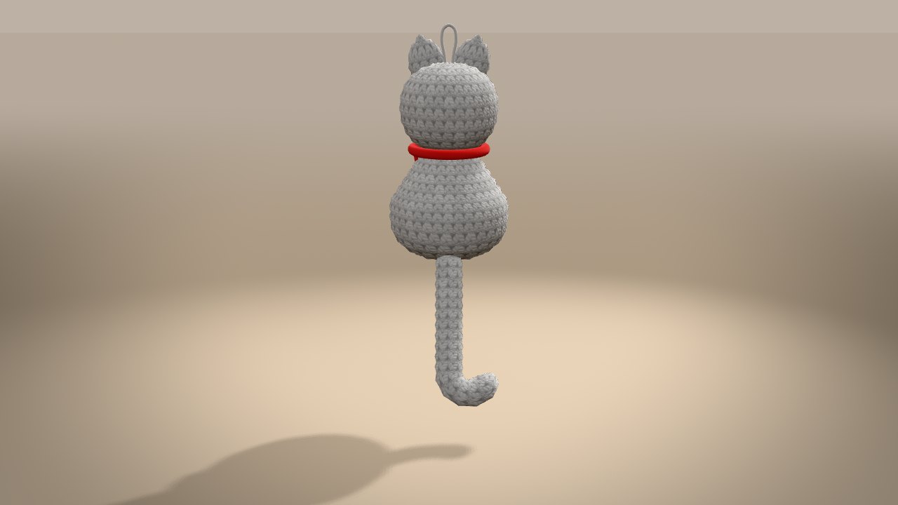 Little Christmas Kitten in 3D: from the back