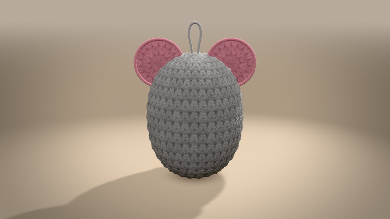 Little Christmas Mouse in 3D: from the back