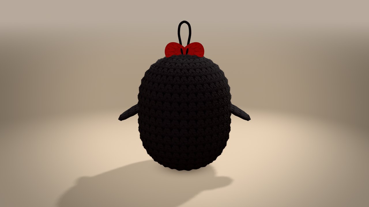 Little Christmas Penguin in 3D: from the back