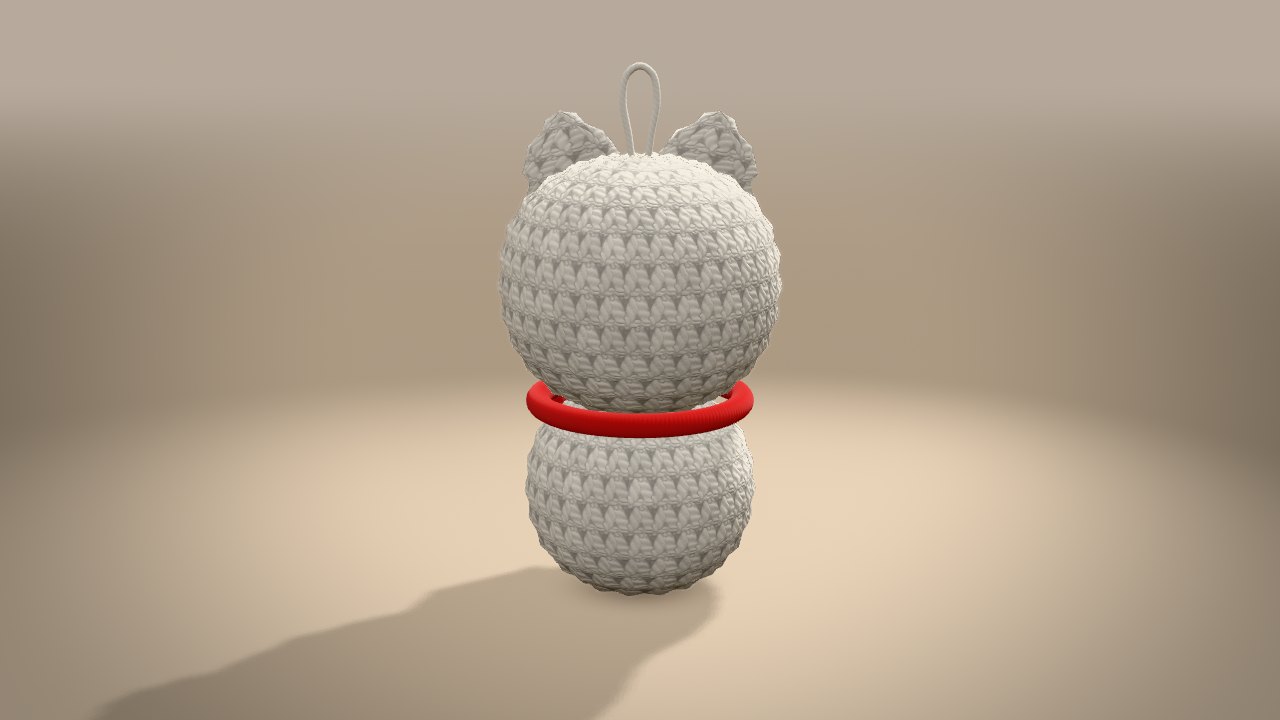 Little Polar Bear Ornament in 3D: from the back